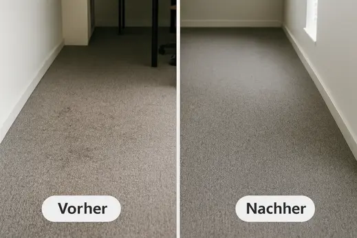 Office room carpet before and after deep cleaning in Berlin, looks more even and well maintained.